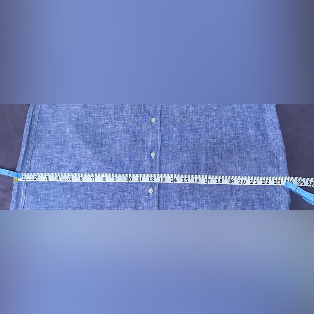 Frank & Eileen Rory Long Sleeve Linen Shirtdress dress Size: M FAMOUS BLUE - Picture 13 of 14